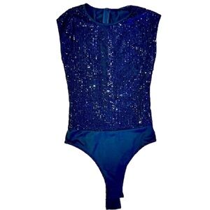 *NWOT* small‎ black sequin bodysuit